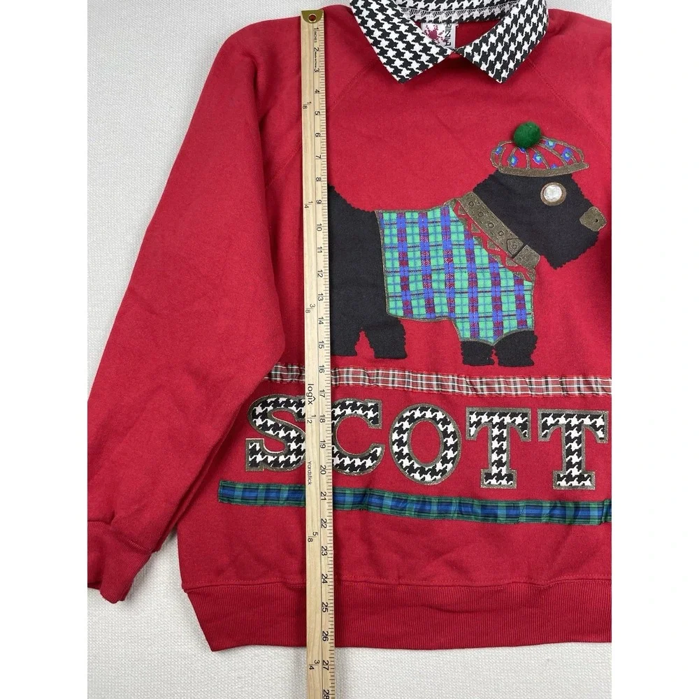 EZL Scotty Red‎ Women's Sweatshirt Top Size L/XL Red Collard Fleece Cotton Blend - Picture 2 of 9